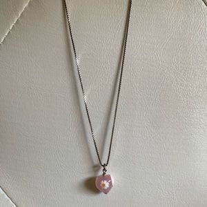 Pink Heart w/ Daisies Necklace